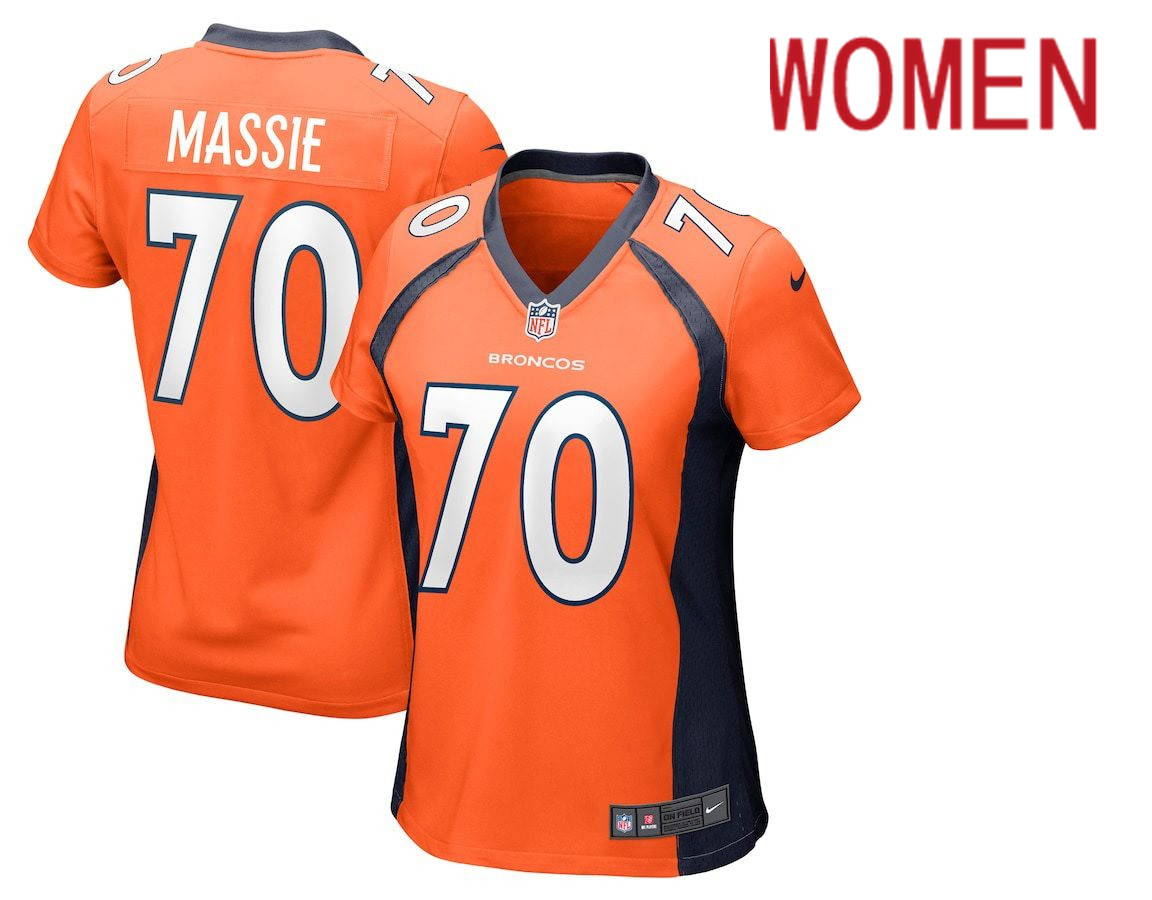 Women Denver Broncos #70 Bobby Massie Orange Nike Game NFL Jersey